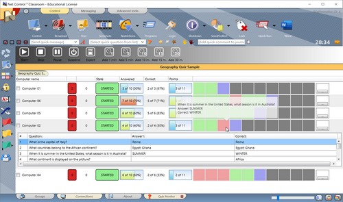 Quiz Monitor - Statistics per user